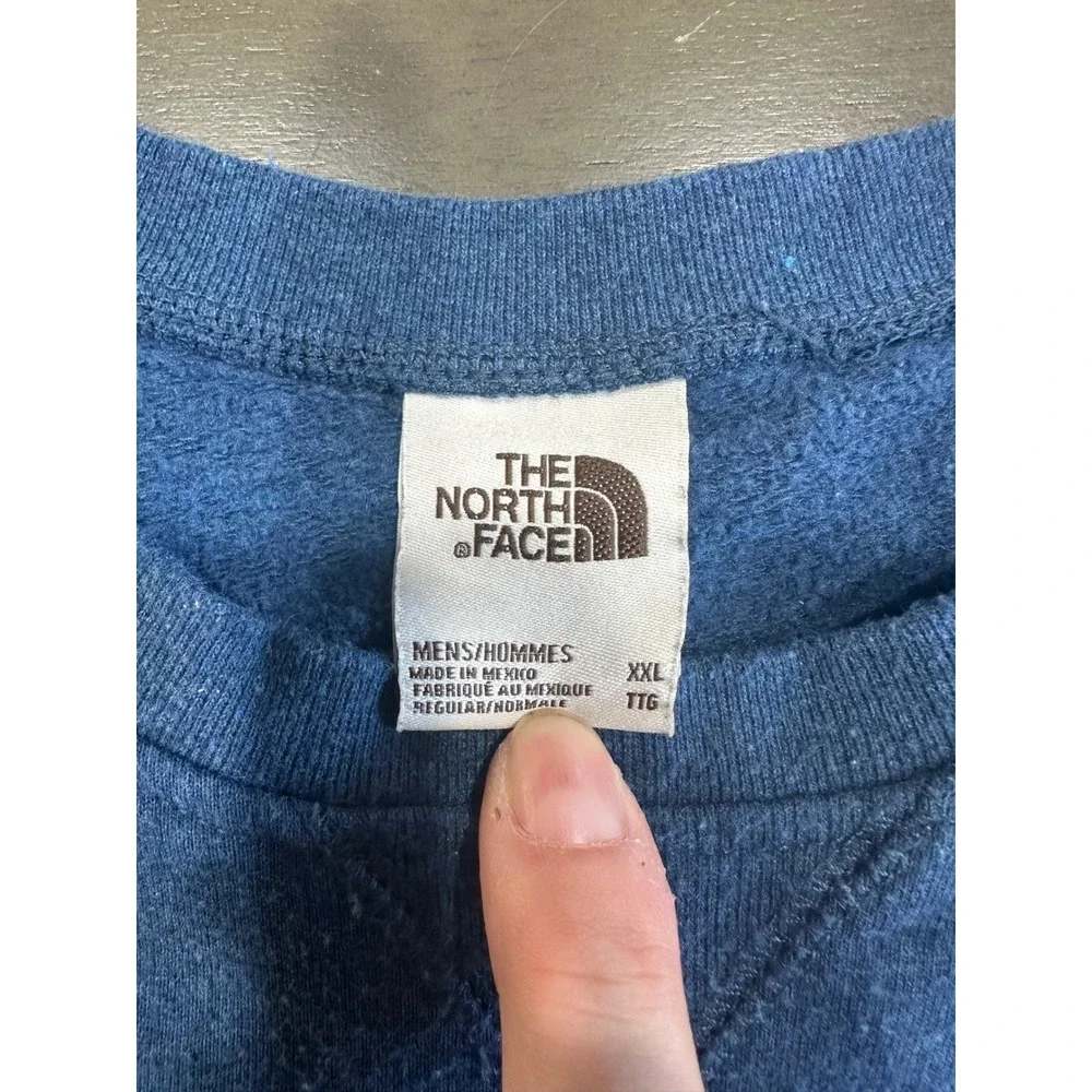 The North Face‎ Mens XXL Blue Crewneck Sweatshirt Pullover Logo Patch Heathered